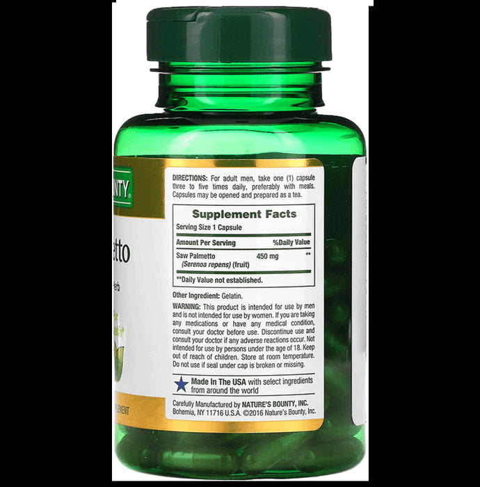 Nature's Bounty Saw Palmetto 450mg Whole Herb Capsule