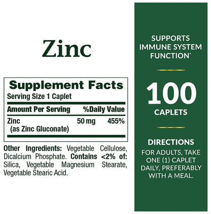 Nature's Bounty Zinc 50mg Caplet