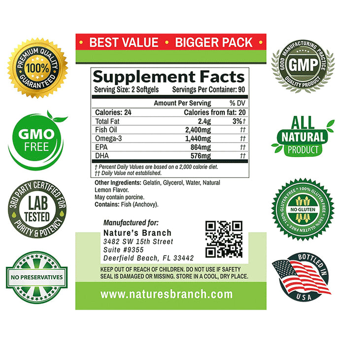 Nature's Branch Fish Oil Omega-3 Triple Strength Softgel Lemon