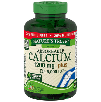 Nature's Truth Absorbable Calcium 1200mg Plus D3 5000IU Quick Release Softgel - Classic Derma