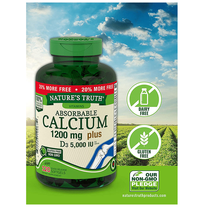 Nature's Truth Absorbable Calcium 1200mg Plus D3 5000IU Quick Release Softgel
