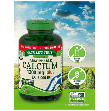 Nature's Truth Absorbable Calcium 1200mg Plus D3 5000IU Quick Release Softgel