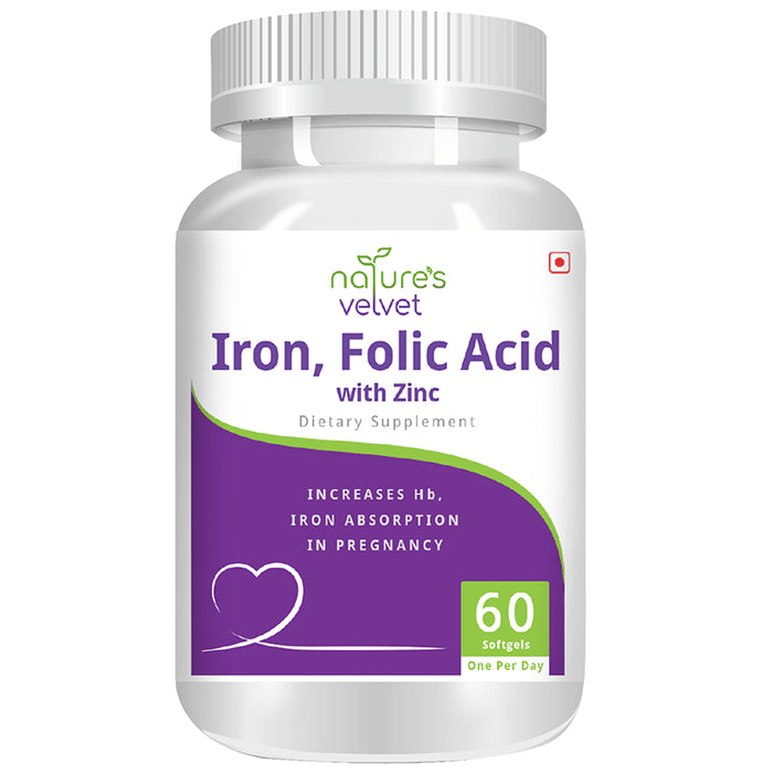 Nature's Velvet Iron & Folic Acid with Zinc Softgels - Classic Derma