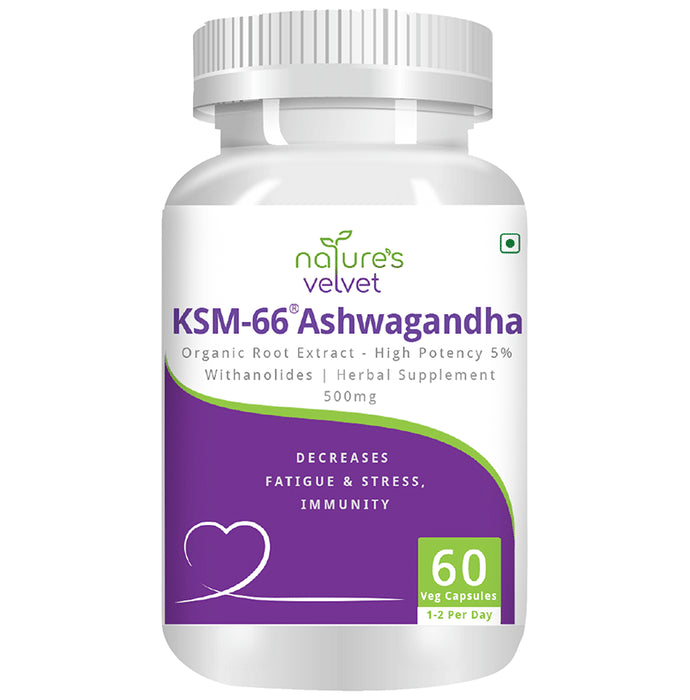 Nature's Velvet KSM-66 Ashwagandha 500mg Veg Capsule - Classic Derma