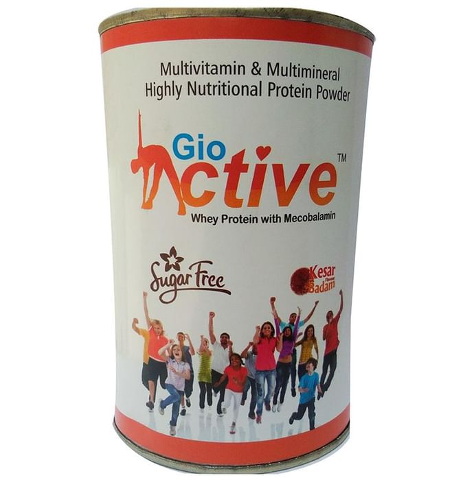 Gio Active Whey protein Powder Kesar Badam Sugar Free - Classic Derma