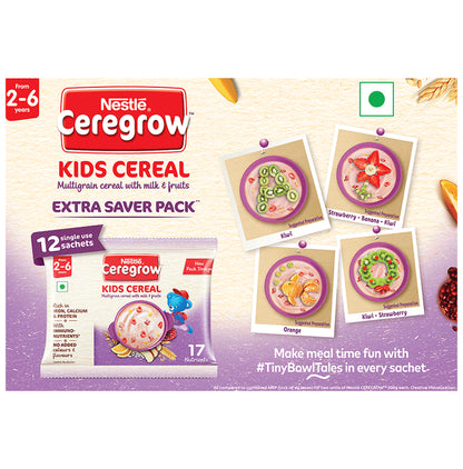 Nestle 2to6 Years Ceregrow Multigrain Cereal with Milk & Fruits Extra Saver Pack (50gm Each) - Classic Derma