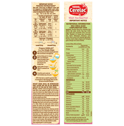 Nestle Cerelac Baby (10 months+) Cereal with Milk, Iron, Vitamins & Minerals | Wheat Rice Mix Fruit