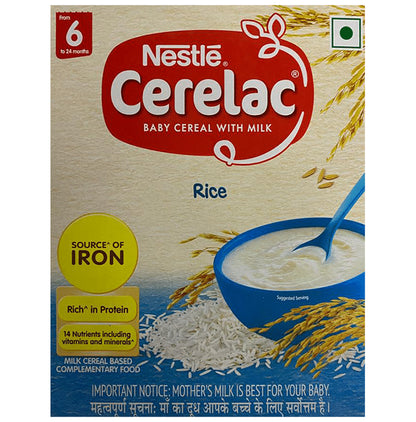 Nestle Cerelac Baby Cereal with Milk & Iron (from 6 to 24 Months) | Rice - Classic Derma