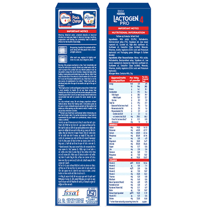 Nestle Lactogen Pro 4, Follow-Up Formula Powder, After 18 Months Up To 24 Months | Powder Refill