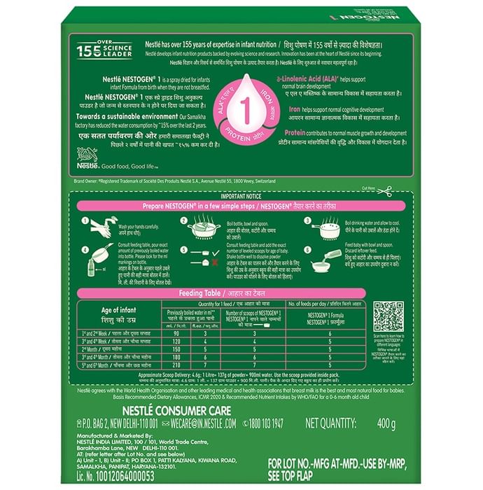 Nestle Nestogen 1 Infant Formula with Protein, Iron, Vitamin A & C | Powder
