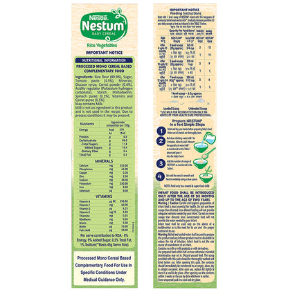 Nestle Nestum Baby Cereal From 8 to 24 Months Rice Vegetables