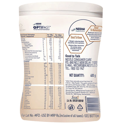 Nestle Optifast with Protein, Fibre, Vitamins & Minerals for Weight Management | Flavour Chocolate