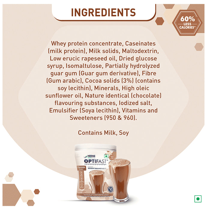 Nestle Optifast with Protein, Fibre, Vitamins & Minerals for Weight Management | Flavour Chocolate