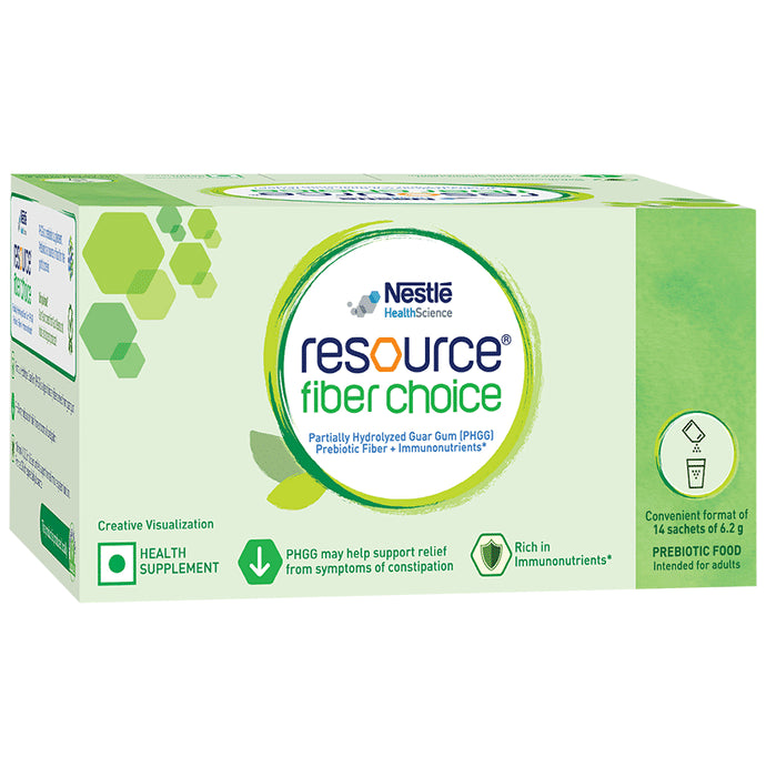 Nestle Resource Fiber Choice, Partially Hydrolyzed Guar Gum (PHGG), Prebiotic Fiber + Immunonutrients (6.2gm Each) - Classic Derma