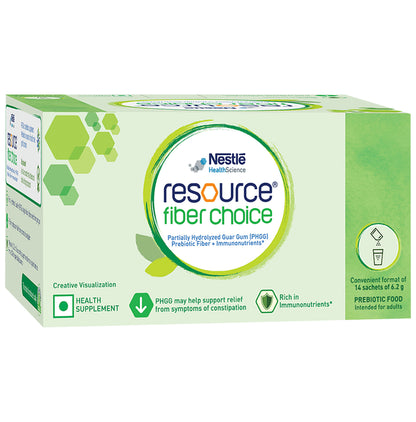Nestle Resource Fiber Choice, Partially Hydrolyzed Guar Gum (PHGG), Prebiotic Fiber + Immunonutrients (6.2gm Each) - Classic Derma