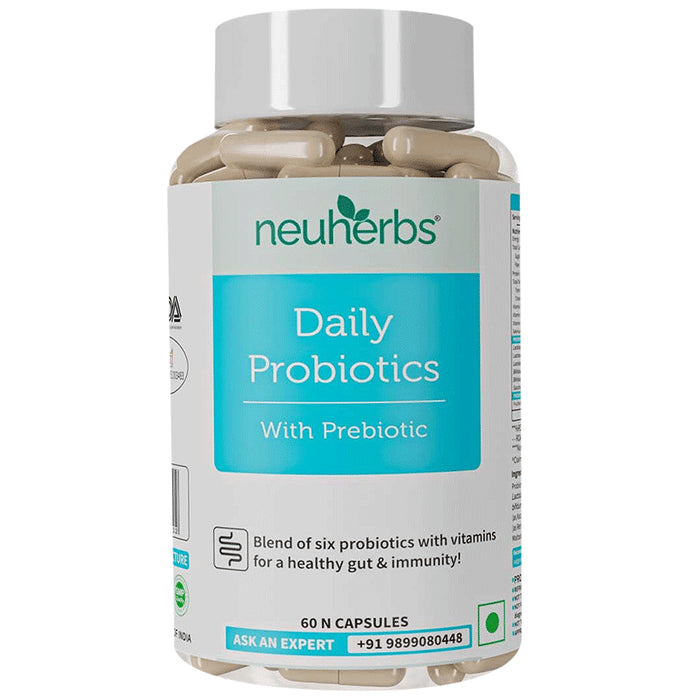 Neuherbs Daily Probiotics with Prebiotic for Gut Health & Immunity | Capsule - Classic Derma