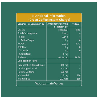 Neuherbs Green Coffee Instant Charge Effervescent Tablet Classic Coffee