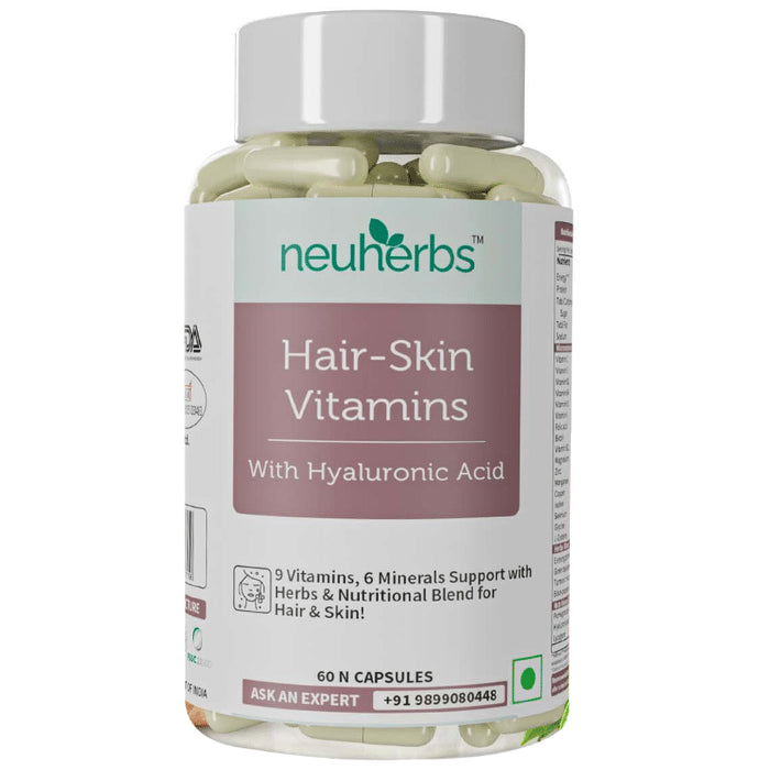 Neuherbs Hair-Skin Vitamins with Hyaluronic Acid | Capsule - Classic Derma