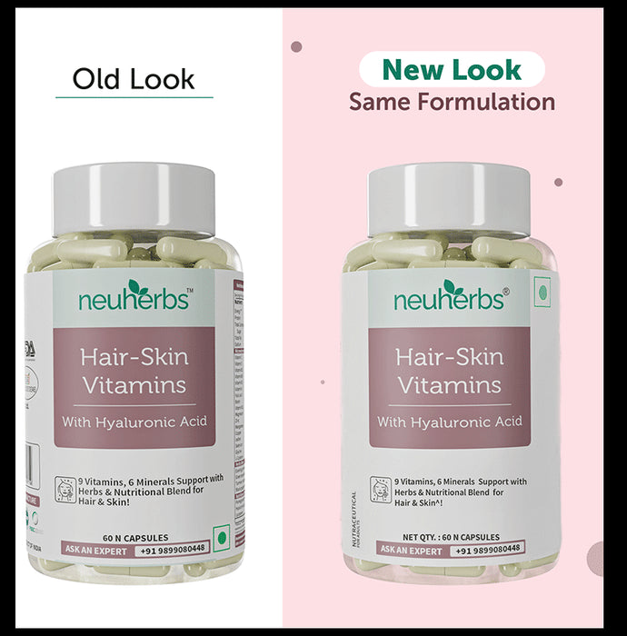 Neuherbs Hair-Skin Vitamins with Hyaluronic Acid | Capsule
