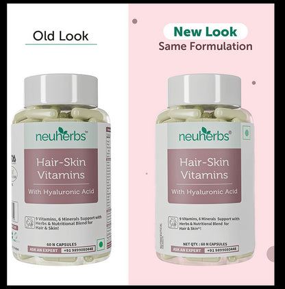 Neuherbs Hair-Skin Vitamins with Hyaluronic Acid | Capsule