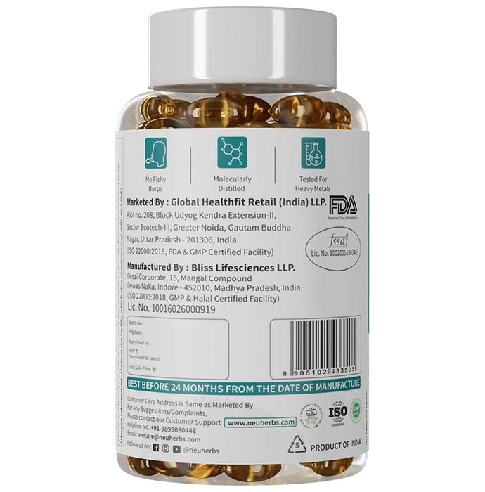 Neuherbs Mini Deep-Sea Fish Oil 1000mg Softgel Lemon