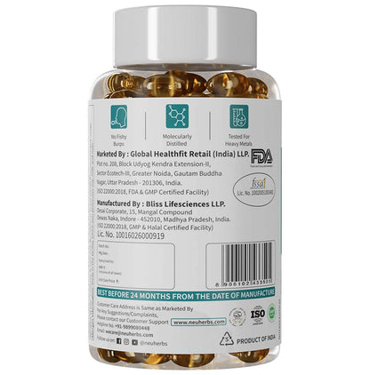 Neuherbs Mini Deep-Sea Fish Oil 1000mg Softgel Lemon
