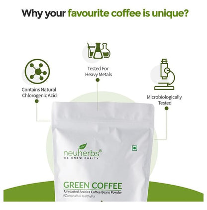 Neuherbs Unroasted Arabica Green Coffee for Weight Management | Gluten Free Organic Powder