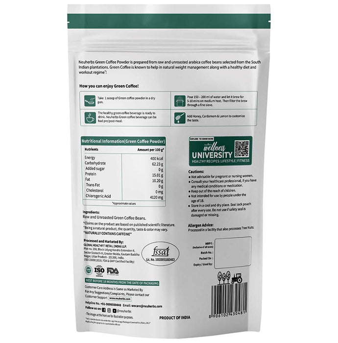 Neuherbs Unroasted Arabica Green Coffee for Weight Management | Gluten Free Powder