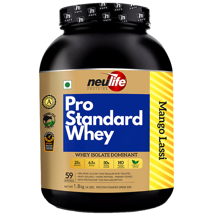 Neulife Pro Standard 100% Whey Protein Isolate Powder Mango Lassi - Classic Derma