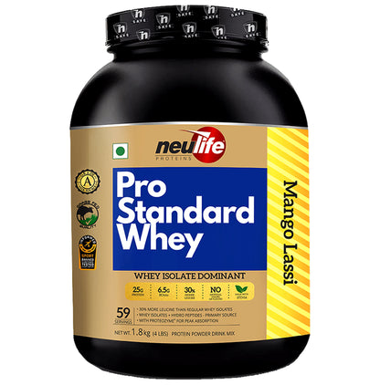 Neulife Pro Standard 100% Whey Protein Isolate Powder Mango Lassi - Classic Derma