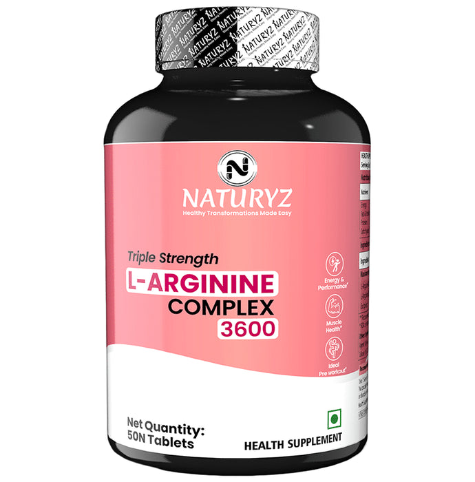 Naturyz Triple Strength L-Arginine 3600mg Tablet Pre-Workout Supplement For Pump & Performance - Classic Derma