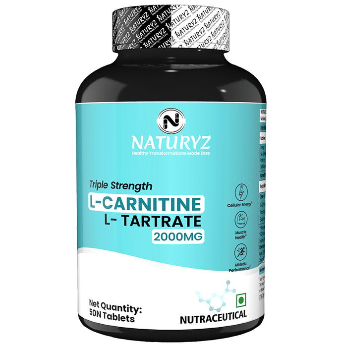 Naturyz Triple Strength L-Carnitine L-Tartrate 2000Mg Tablet for Energy, Endurance, Performance & Recovery - Classic Derma