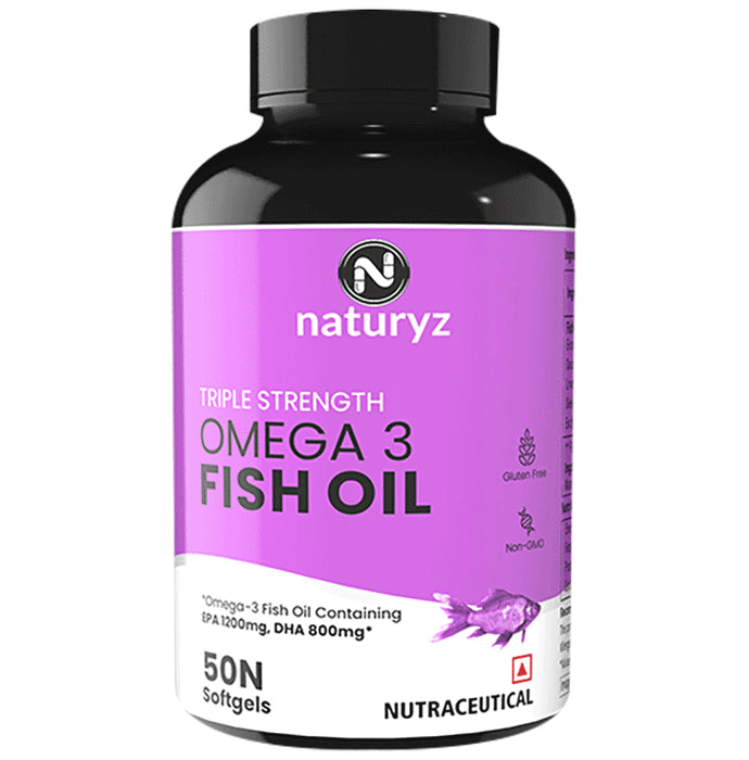 Naturyz Triple Strength Omega 3 Fish Oil with EPA 1200mg, DHA 800mg Softgel Capsule - Classic Derma