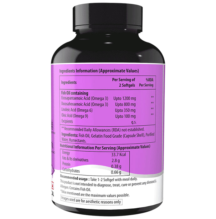 Naturyz Triple Strength Omega 3 Fish Oil with EPA 1200mg, DHA 800mg Softgel Capsule