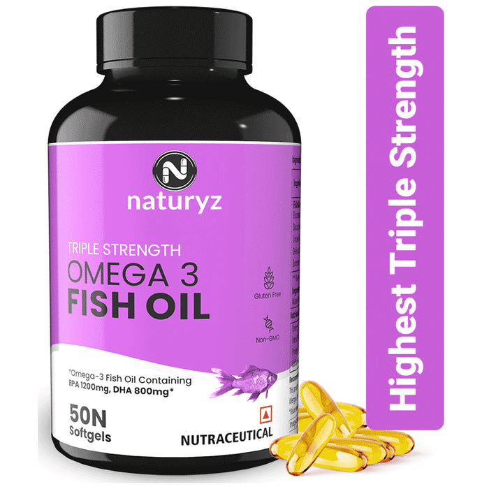Naturyz Triple Strength Omega 3 Fish Oil with EPA 1200mg, DHA 800mg Softgel Capsule