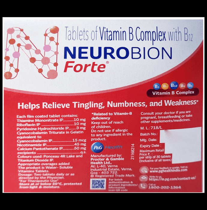 Neurobion Forte Tablet with Vitamin B12 | Helps Manage Numbness and Tingling Sensation Tablet