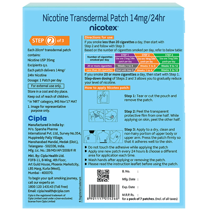 Nicotex 14mg Transdermal Patch