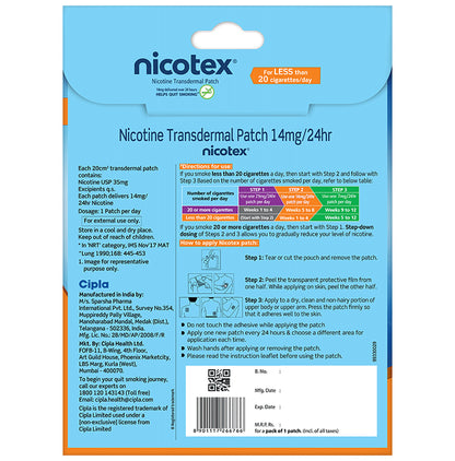 Nicotex 14mg Transdermal Patch