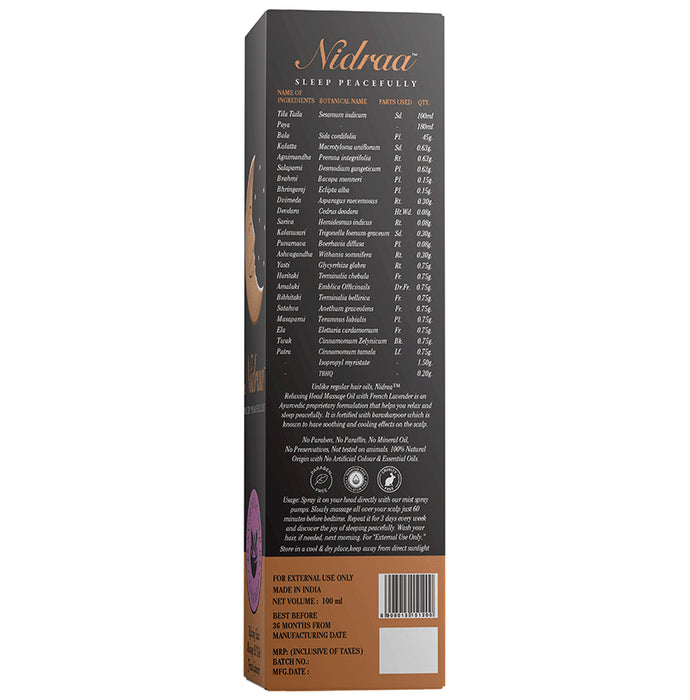 Nidraa Relaxing Head Massage Oil with French Lavender