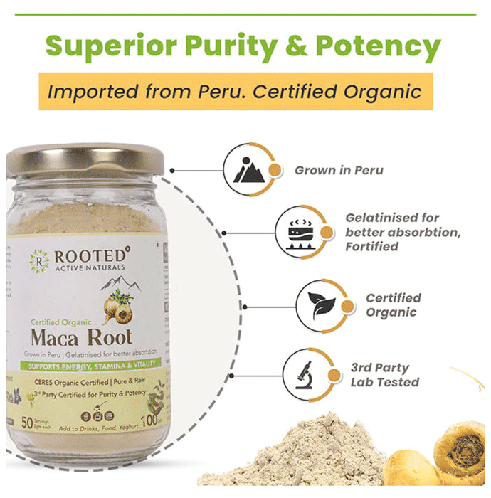 Rooted Active Naturals Certified Organic Maca Root Powder