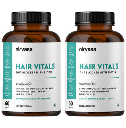 Nirvasa Hair Vitals DHT Blocker with Biotin (60 Tablet Each) - Classic Derma