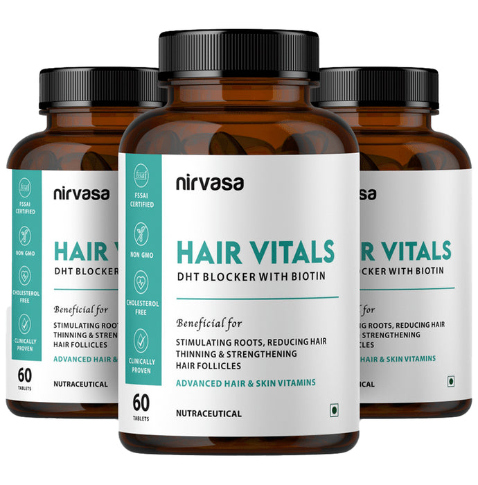 Nirvasa Hair Vitals DHT Blocker with Biotin (60 Tablet Each) - Classic Derma