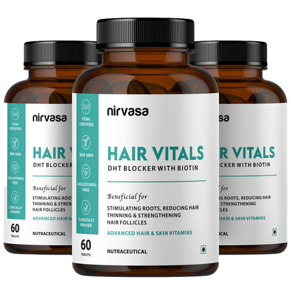 Nirvasa Hair Vitals DHT Blocker with Biotin (60 Tablet Each) - Classic Derma