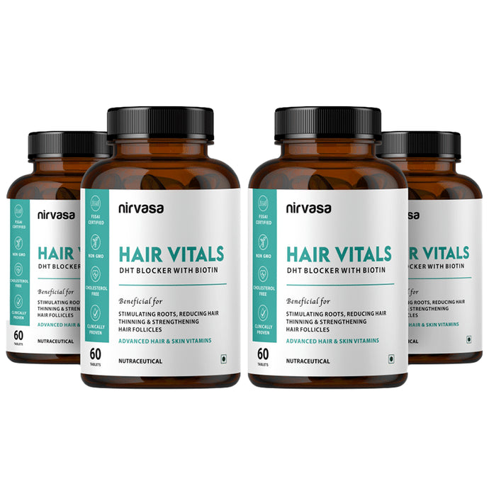 Nirvasa Hair Vitals DHT Blocker with Biotin (60 Tablet Each) - Classic Derma