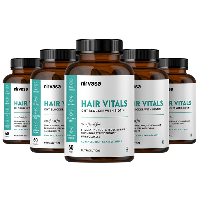 Nirvasa Hair Vitals DHT Blocker with Biotin (60 Tablet Each) - Classic Derma