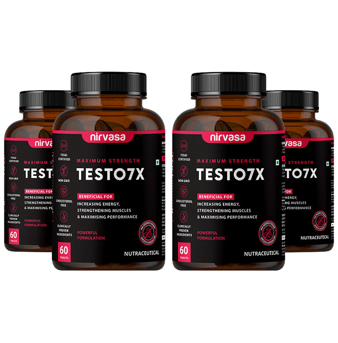 Nirvasa Maximum Strength Testo 7X Tablet (60 Each) - Classic Derma