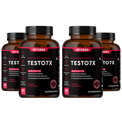 Nirvasa Maximum Strength Testo 7X Tablet (60 Each) - Classic Derma