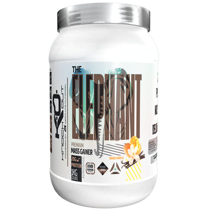 Knockout The Elephant Premium Mass Gainer Powder Mango Vanilla with Free Shaker - Classic Derma