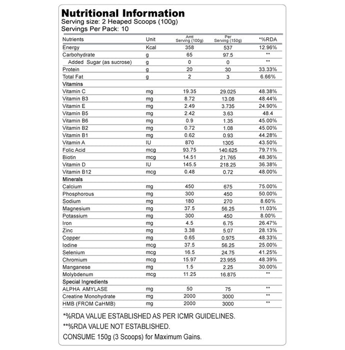 Knockout The Elephant Premium Mass Gainer Powder Mango Vanilla with Free Shaker