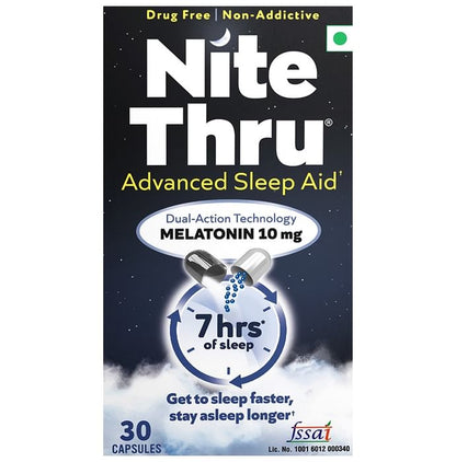 Nite Thru Advanced Sleep Aid Melatonin 10mg Capsule - Classic Derma